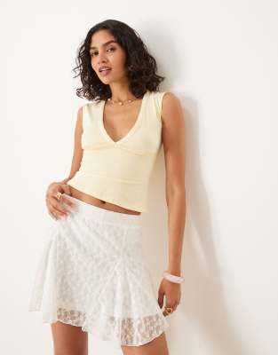 Asos Design Flared Lace Mini Skirt In White