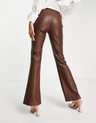 asos brown leather pants