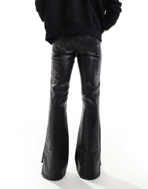 ASOS DESIGN flared jeans in black leather look