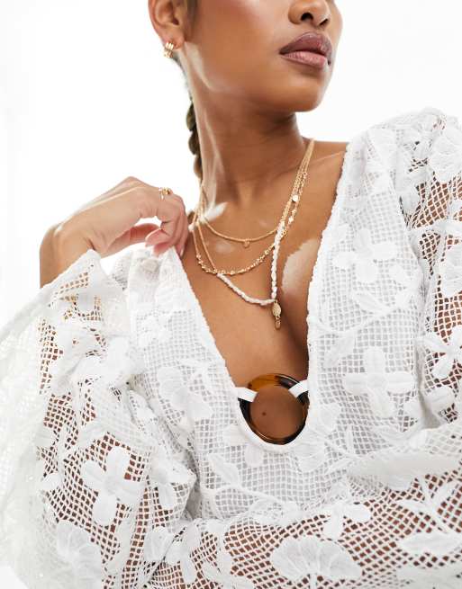Asos white crochet dress sales