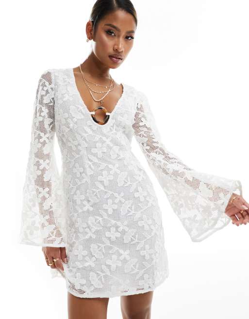 Asos white crochet dress on sale