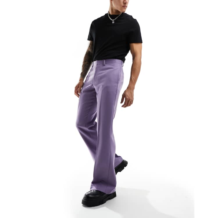 ASOS DESIGN flared smart pants in dusty purple