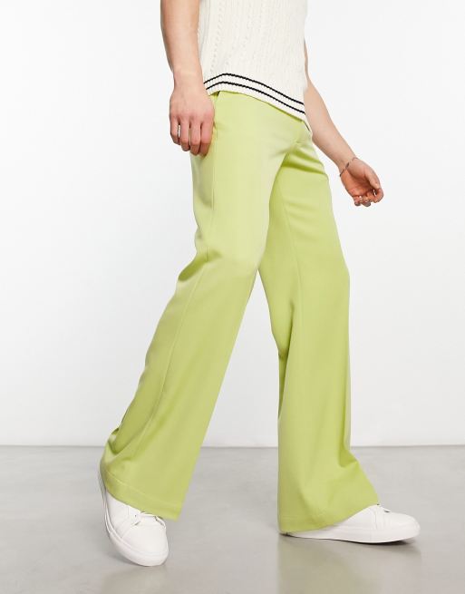 ASOS DESIGN flared smart pants in lime green