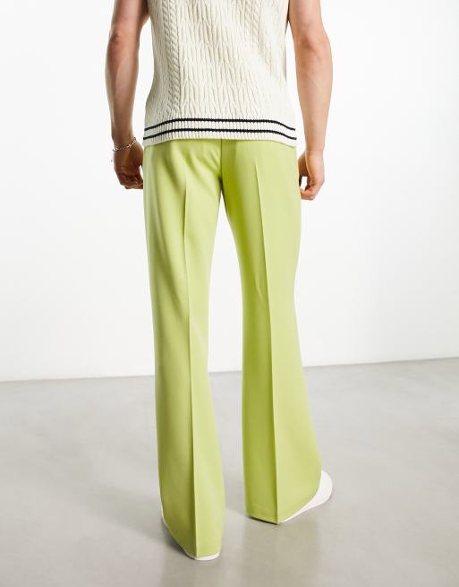 ASOS DESIGN flared smart pants in lime green