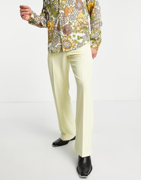 ASOS DESIGN flared smart pants in pastel yellow - view 1