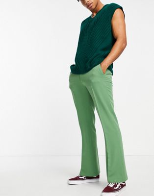 ASOS DESIGN flared smart trousers in dusky green