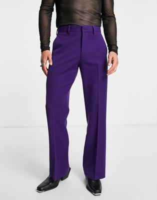 ASOS DESIGN flared smart trousers in purple
