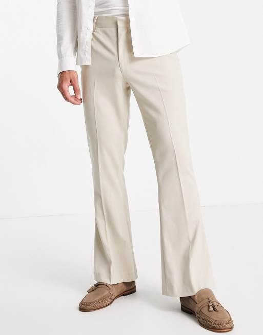 ASOS DESIGN flared suit pants in beige - ShopStyle