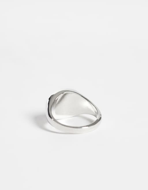ASOS DESIGN flat blue lapis stone signet ring in silver, 3 of 3
