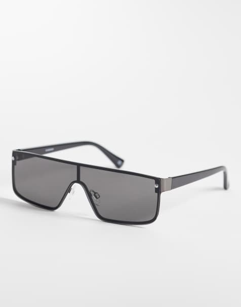 ASOS DESIGN flat brow metal sunglasses in gunmetal frame with smoke reflective lens - view 1