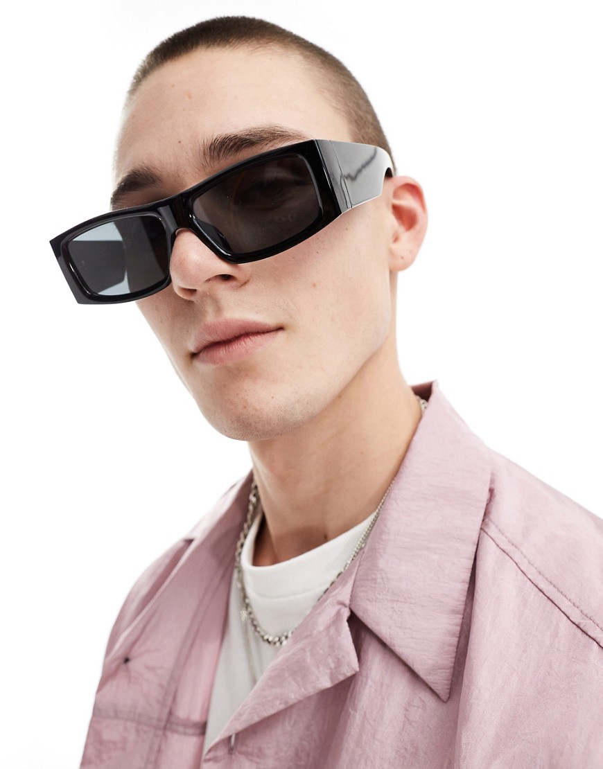 flat brow square sunglasses in black