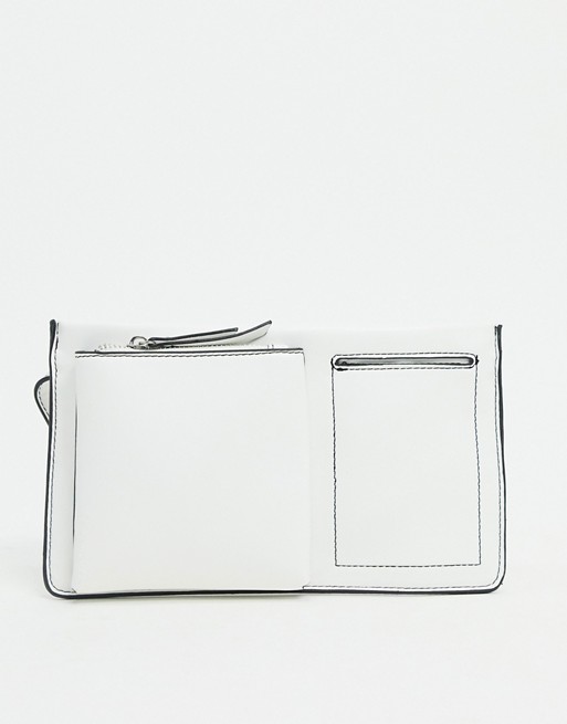ASOS DESIGN flat bum bag with pocket detail in white | ASOS