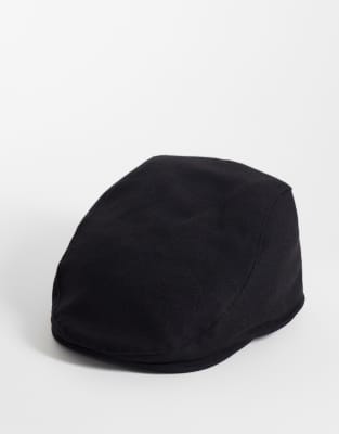 Asos Design Flat Cap In Black