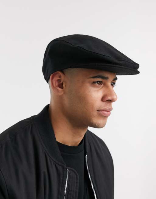 Mens black 2024 flat cap