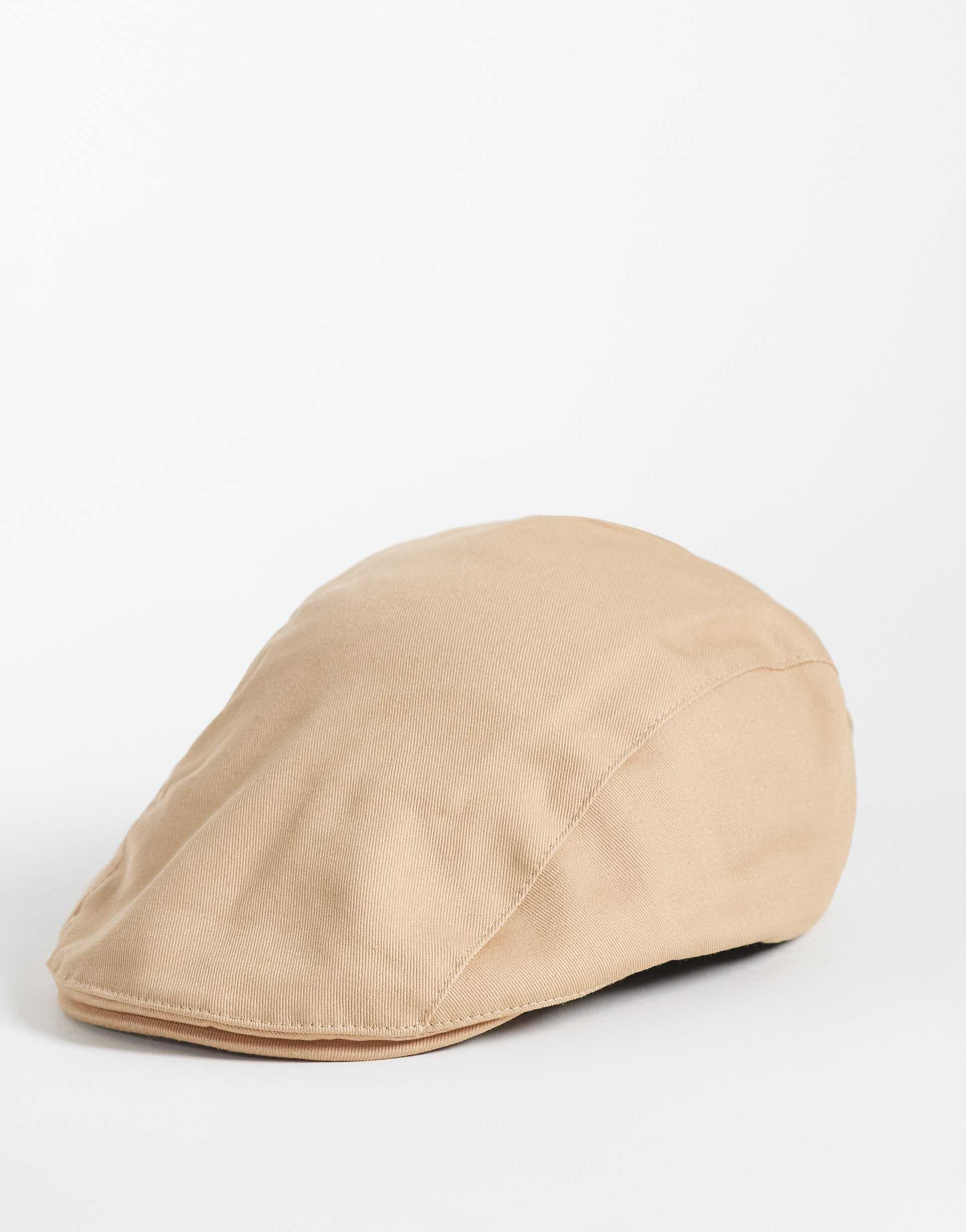 asos design flat cap in camel
