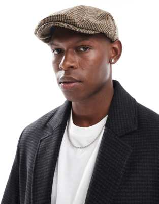 flat cap in Melton heritage check-Brown