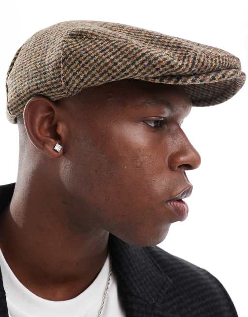 ASOS DESIGN flat cap in melton heritage check