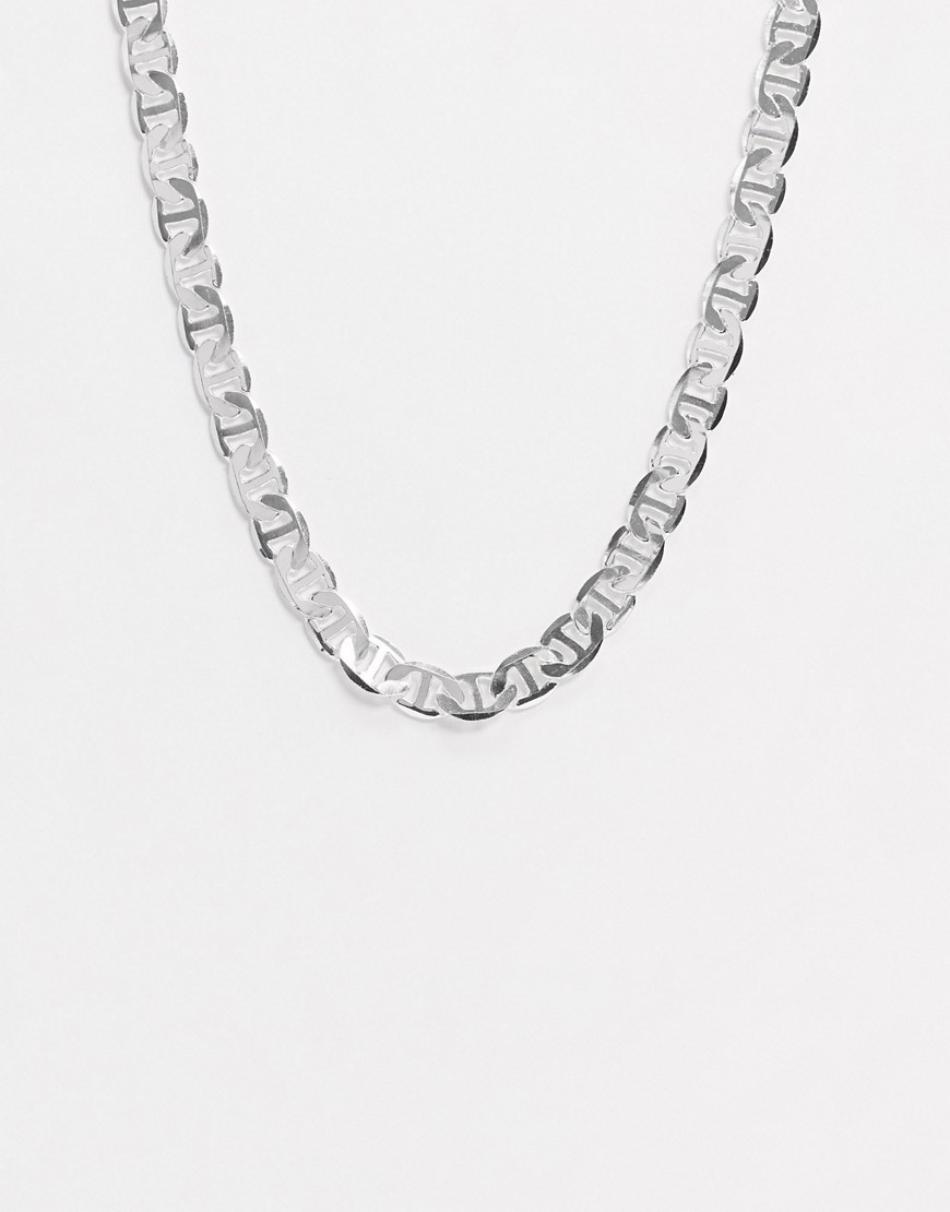 ASOS DESIGN flat link chain in silver tone
