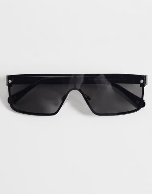 ASOS DESIGN flatbrow metal sunglasses with gun metal frame and smoke reflective lens, 3 of 3