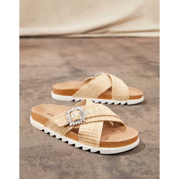 Raffia sandals on sale