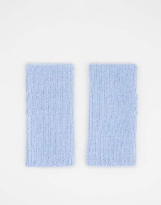 ASOS DESIGN – Flauschige Handwärmer in Blau