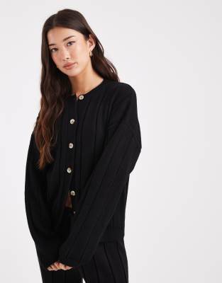 ASOS DESIGN - Flauschige Strickjacke in Schwarz, Kombiteil