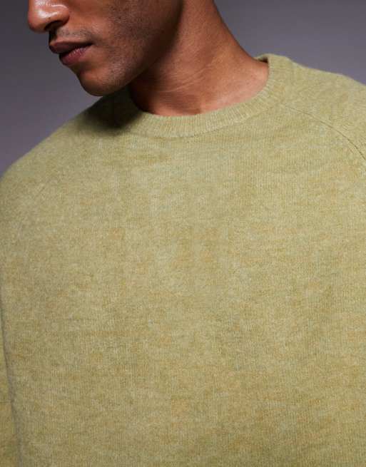 ASOS DESIGN – Flauschiger Oversize-Strickpullover in Salbeigrün mit Rundhalsausschnitt, 5 von 5