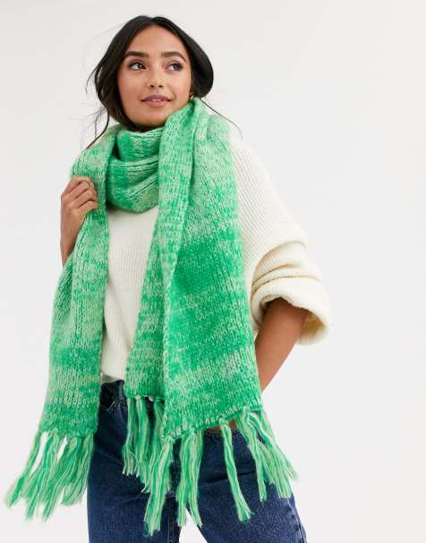 ASOS DESIGN – Flauschiger Schal aus Strick-Gemisch mit Fransen