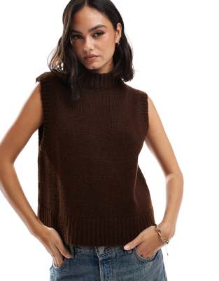 ASOS DESIGN - Flauschiger Strickpullover in Schokobraun-Brown