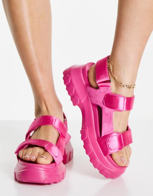 ASOS DESIGN – Flavia – Rosa sandaler med bred passform och grov, tvådelad design, 3 av 4