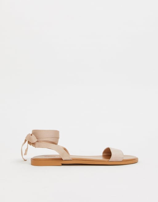 Asos design flawless store tie leg flat sandals