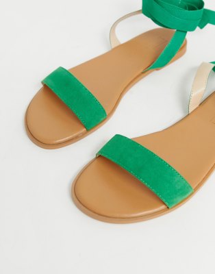 asos design flawless tie leg flat sandals