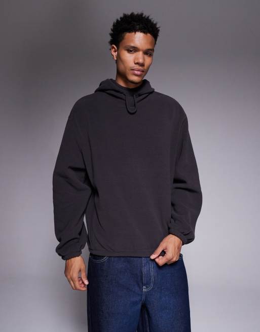 ASOS DESIGN fleece hoodie in charcoal