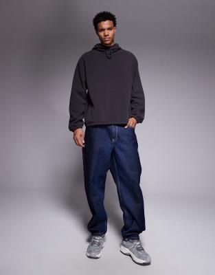 Asos Design Fleece Hoodie In Blue