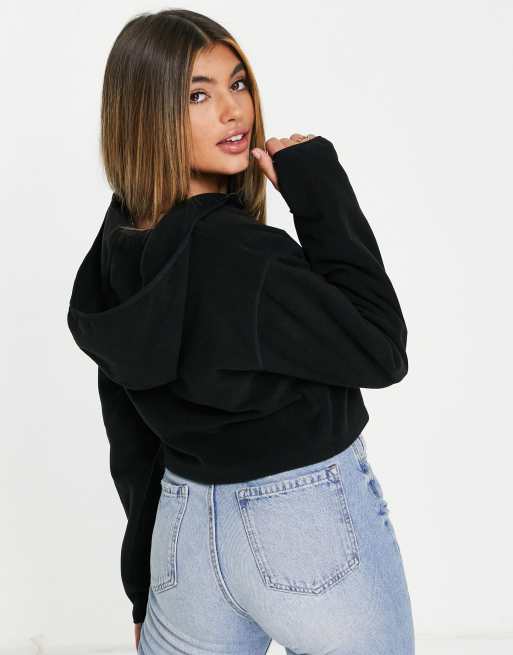 ASOS DESIGN cropped zip up hoodie in black