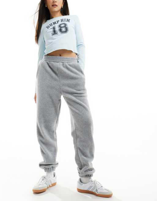 ASOS DESIGN - Fleece joggingbroek in grijs