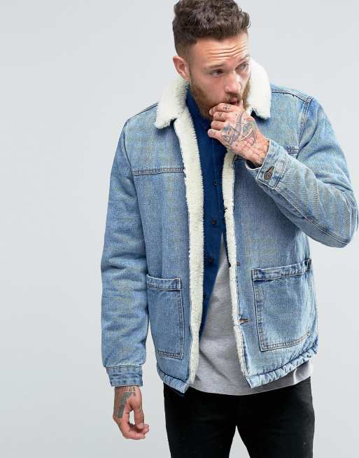 ASOS DESIGN | ASOS DESIGN fleece lined denim jacket in blue wash