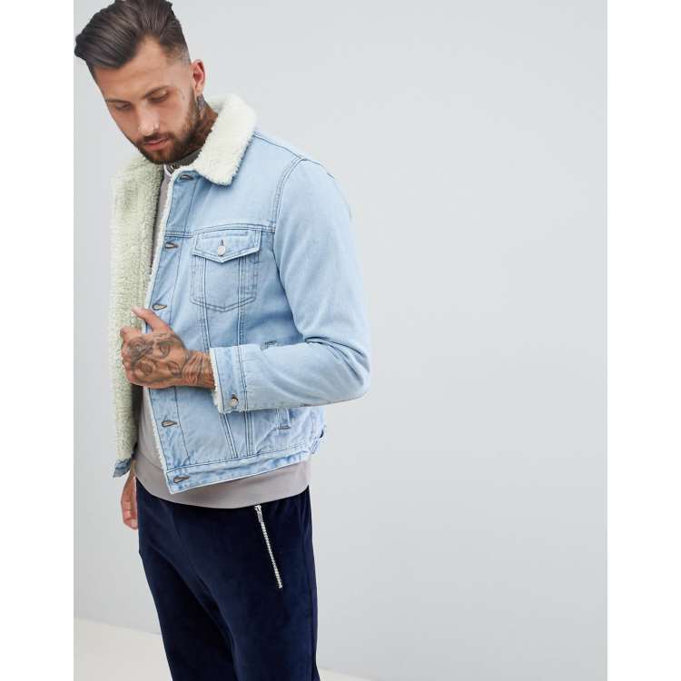 Asos fleece shop lined denim jacket