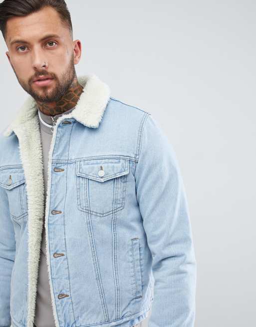 Asos fleece lined denim jacket sale