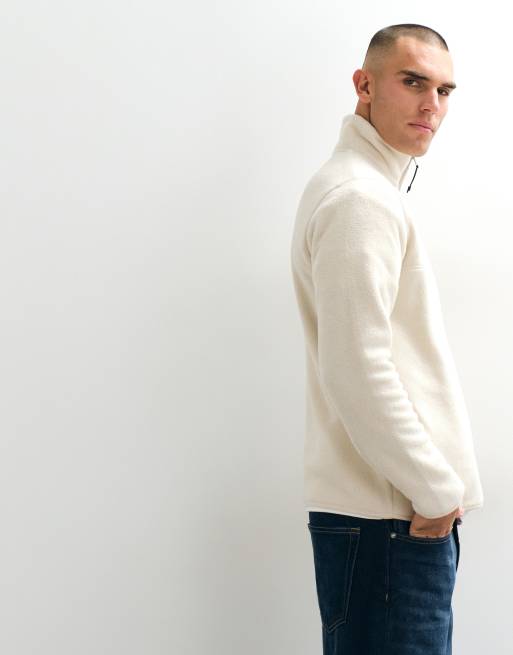 ASOS DESIGN fleece med kvart lynlås i beige, 4 af 5