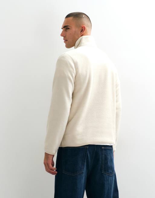 ASOS DESIGN fleece med kvart lynlås i beige, 5 af 5
