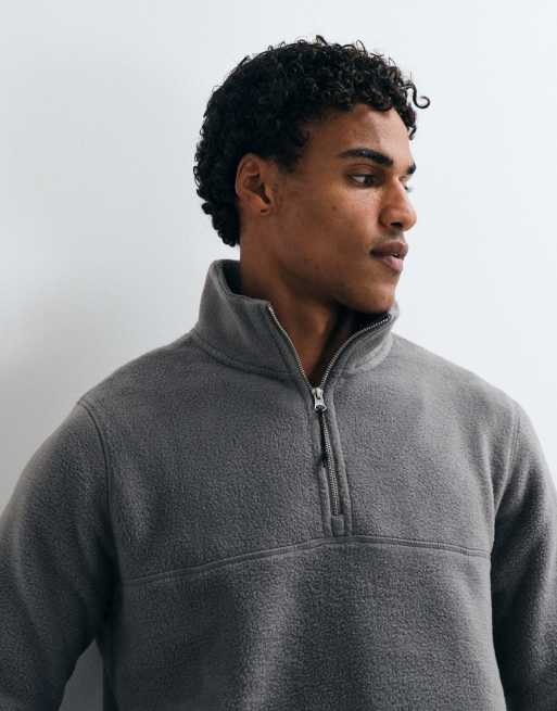 ASOS DESIGN fleece med kvart lynlås i grå, 2 af 5