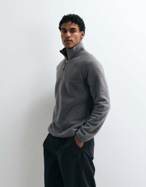 ASOS DESIGN fleece med kvart lynlås i grå, 4 af 5