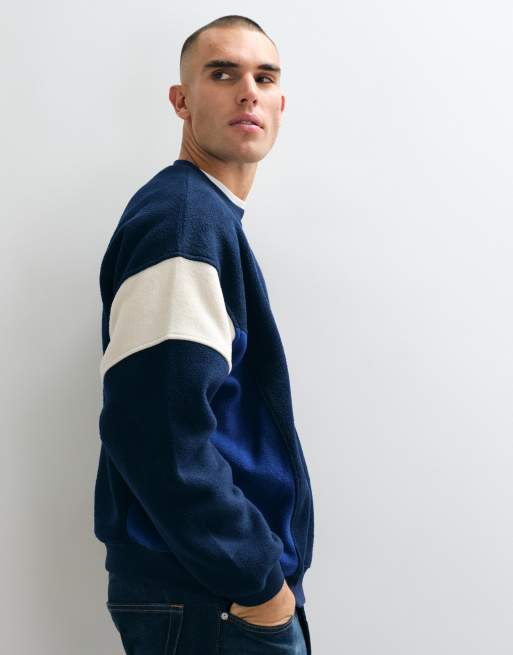 ASOS DESIGN fleece med kvart lynlås i marineblå, 2 af 5