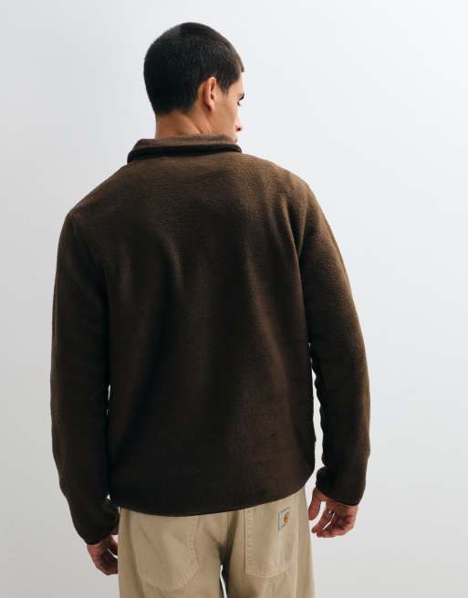 ASOS DESIGN Fleece mit Viertelreißverschluss in Braun, 4 von 5
