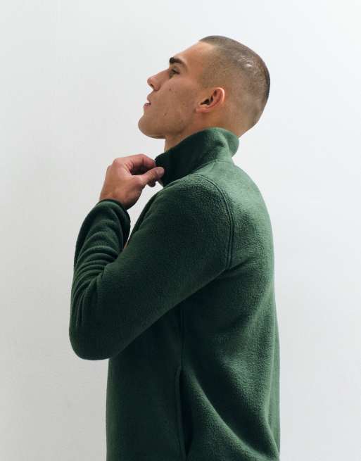 ASOS DESIGN Fleece mit Viertelreißverschluss in Grün, 4 von 5