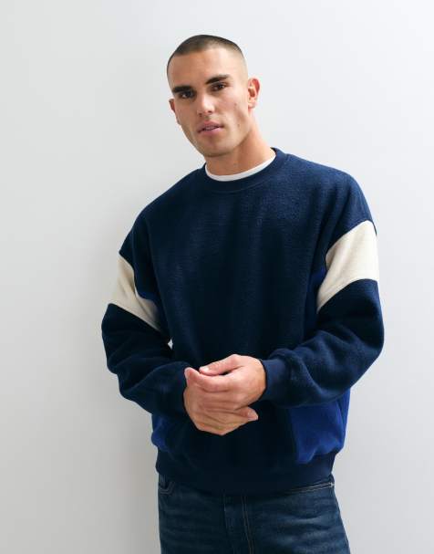 ASOS DESIGN Fleece mit Viertelreißverschluss in Marineblau - view 1