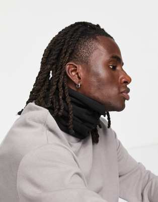 ASOS DESIGN fleece neck warmer in black