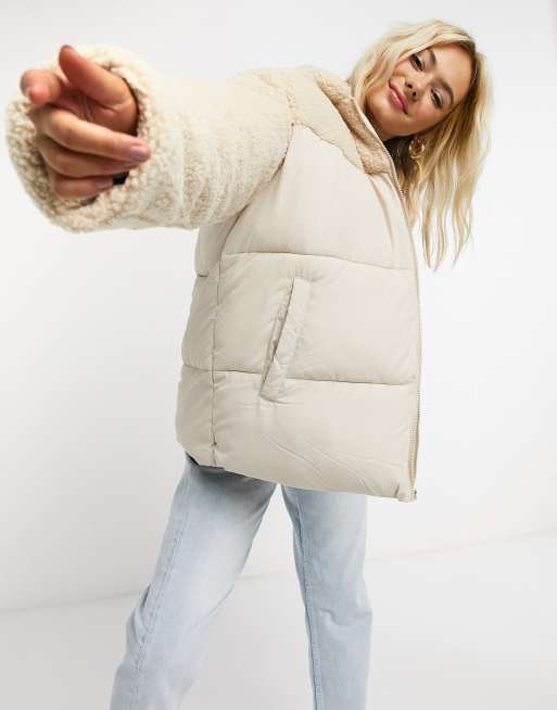 Cream color store puffer jacket