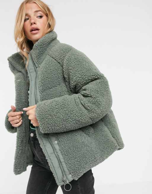 Fleece shop down jacket